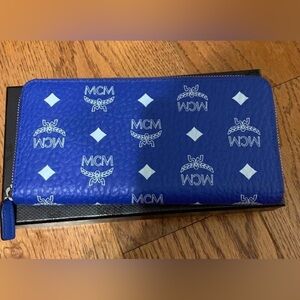 MCM - Zip Around Large Leather and Canvas Wallet (excellent condition) box/bag